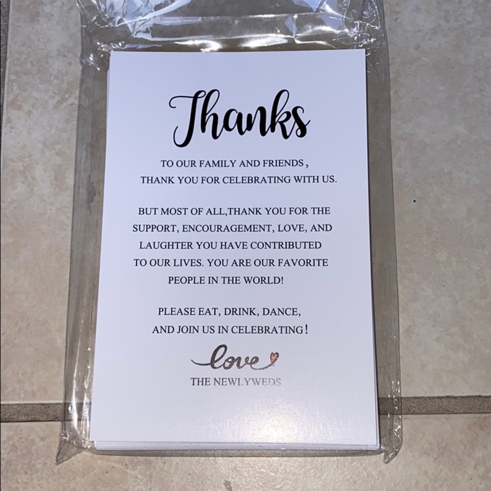 30 Wedding Napkin Thank you cards